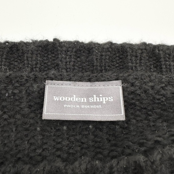 Wooden Ships Cheers Embroidered top Sweater Chunky Black - Picture 8 of 10